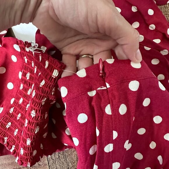 Reformation red with white polka dot fiona 2-piece Campari midi dress crop top 0 - Picture 9 of 14